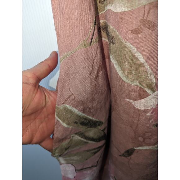 Alessia Pacini Linen Dress Pink Floral Pattern Asymmetrical Hem Size M  Pockets - Picture 6 of 10